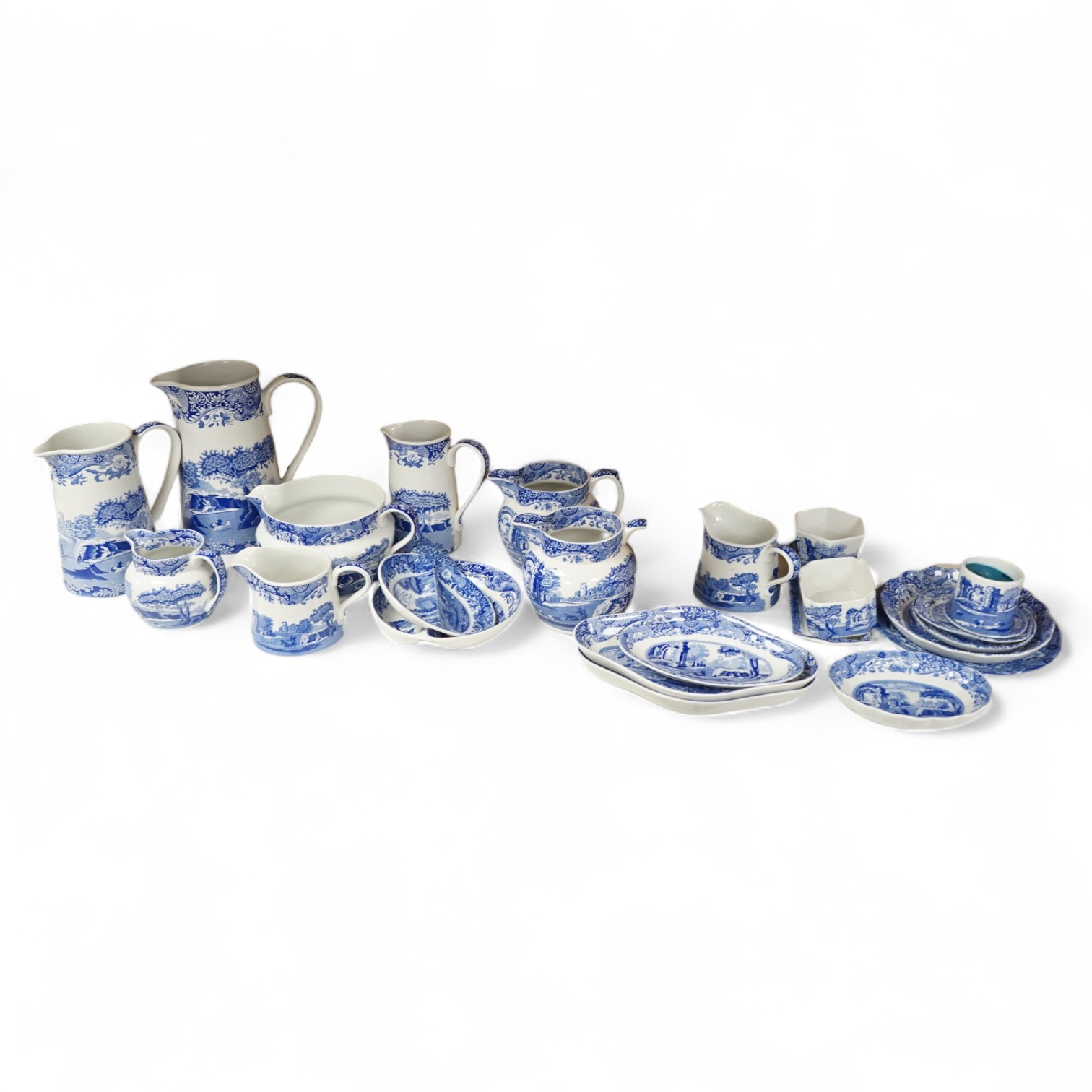 A collection of Spode Italian, comprising graduated jugs, dishes, pickle dishes, pots etc.(23). Largest 20.5cm